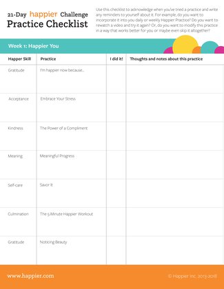 Image of 21-Day Happier Challenge Checklist